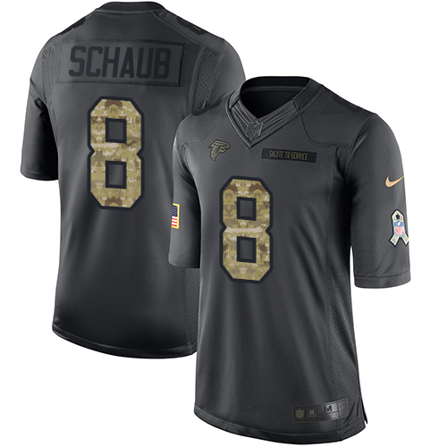 Men's Limited Matt Schaub Nike Jersey Black - #8 2016 Salute to Service NFL Atlanta Falcons